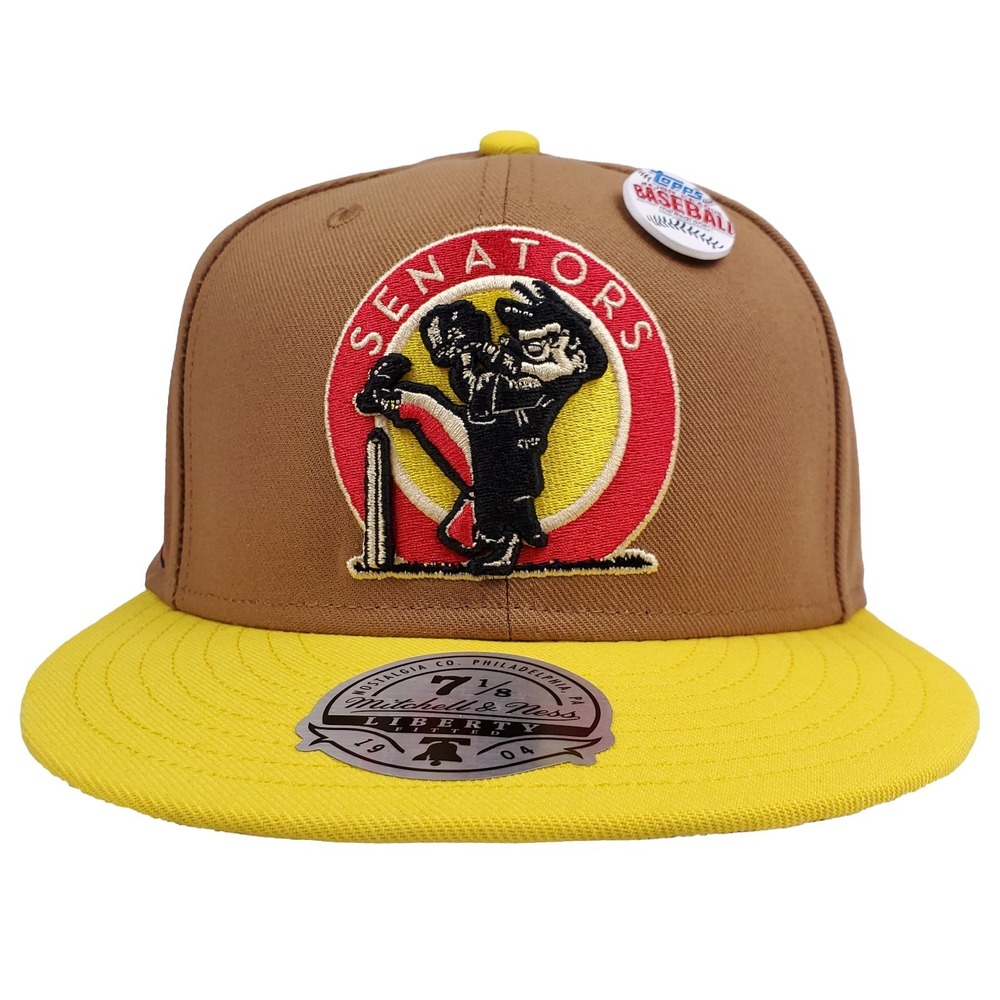 Topps Washington Senators Mitchell & Ness MLB Fitted 7 1/8 Flatbill Hat Cap NWT